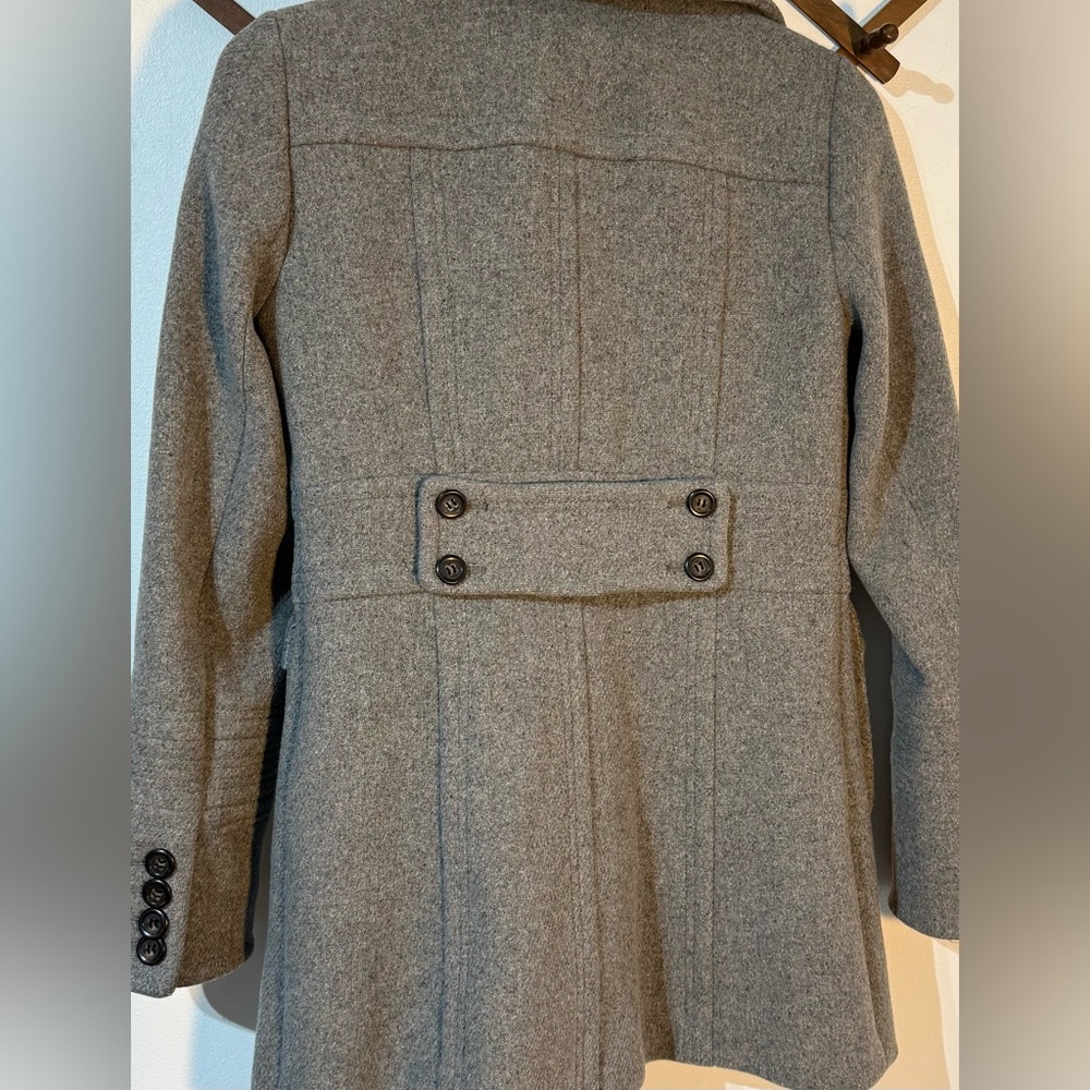 J Crew Women Gray Wool Blend Peacoat Belted Pockets Size 4 EUC - Picture 6 of 11